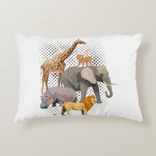 Safari Squad African Safari Animals Funny Zoo Anim Accent Pillow