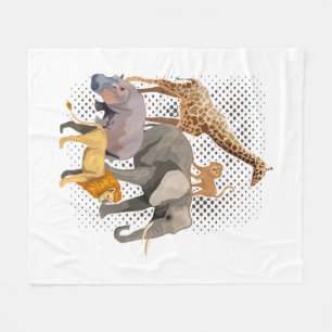 Safari Squad African Safari Animals Funny Zoo Anim Fleece Blanket
