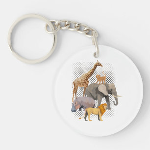 Safari Squad African Safari Animals Funny Zoo Anim Keychain