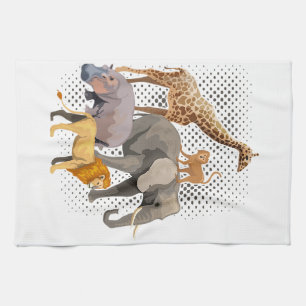 Safari Squad African Safari Animals Funny Zoo Anim Kitchen Towel