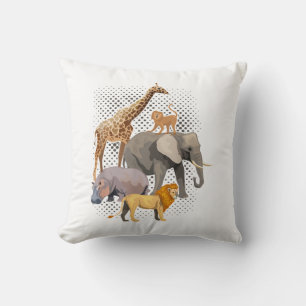 Safari Squad African Safari Animals Funny Zoo Anim Throw Pillow