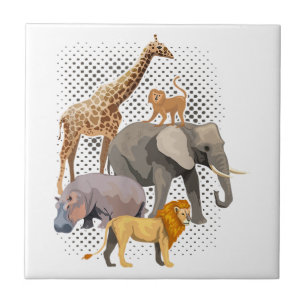Safari Squad African Safari Animals Funny Zoo Anim Tile