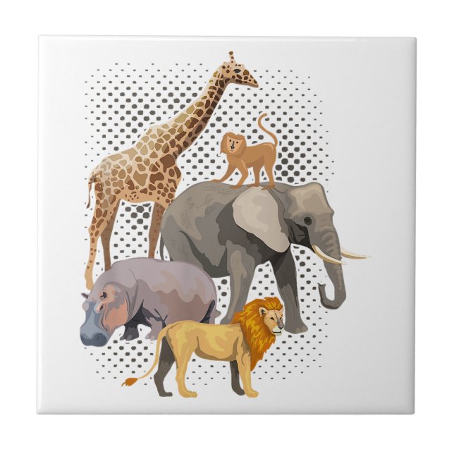 Safari Squad African Safari Animals Funny Zoo Anim Tile (Front)