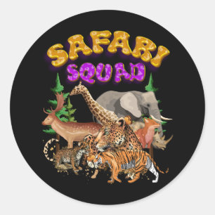 Safari Squad Animals Zoo Lovers Wilflife Jungle Zo Classic Round Sticker