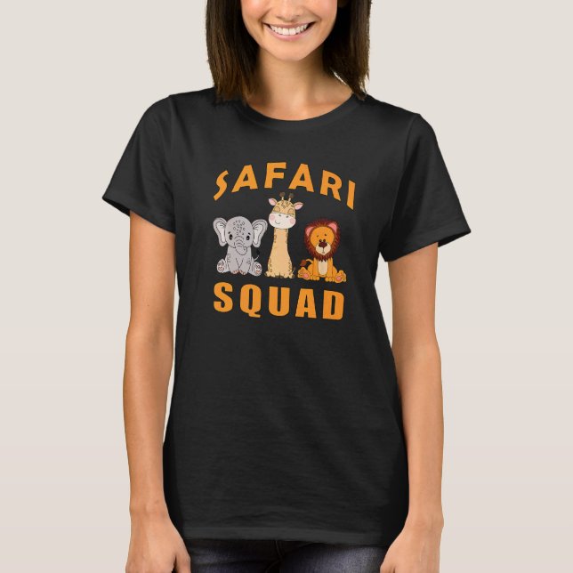 Safari Squad baby elephant lion and giraffe   T-Shirt (Front)