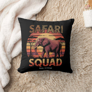 Safari Squad Birthday Zoo Adventure Celebration Throw Pillow