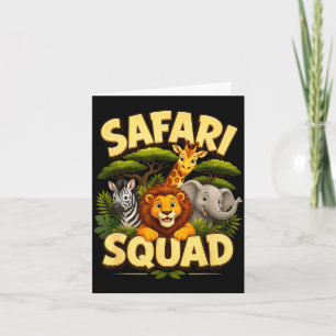 Safari squad cute zoo jungle animals crew design card