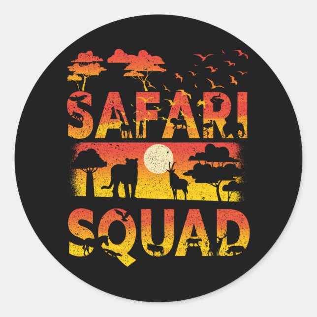Safari Squad Zoo African Animals Classic Round Sticker (Front)