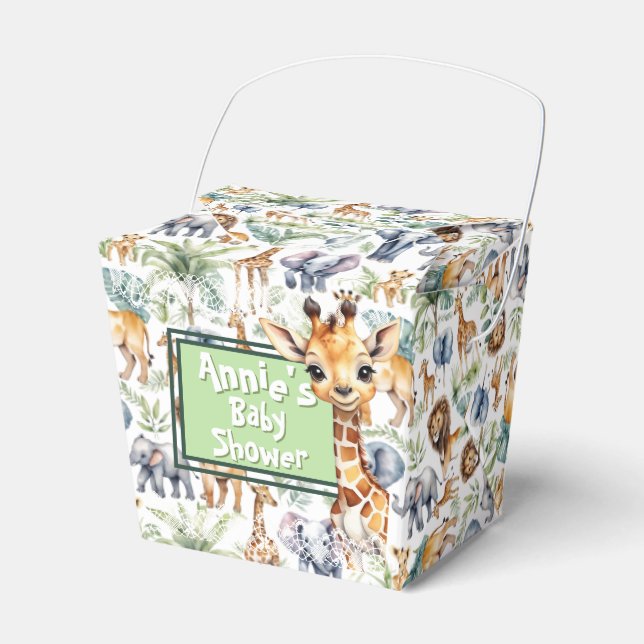 Safari Style: jungle baby shower Favor Box (Front Side)