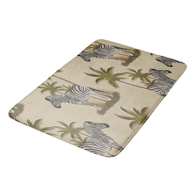 Safari Style Zebras & Palm Trees  Bath Mat (Angled)