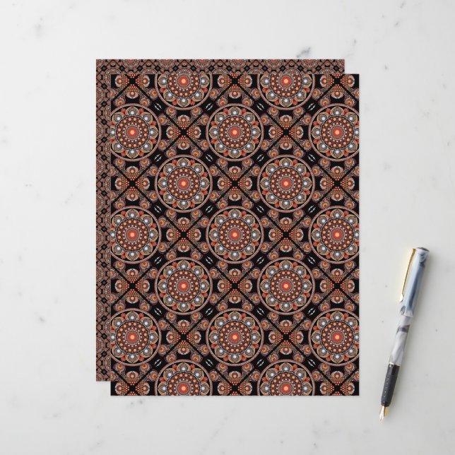 Safari Sunset Bohemian Star Fall Mandala Tiled (Front/Back In Situ)