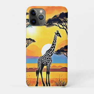 Safari Sunset: Giraffe's Embrace iPhone 11 Pro Case