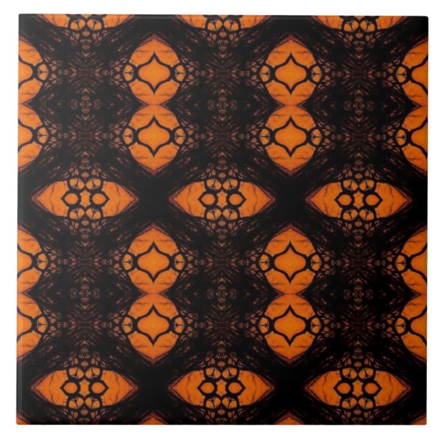 Safari sunset pattern geometric art orange tile (Front)