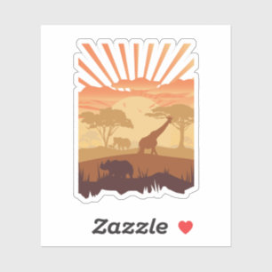 Safari Sunset Wildlife Silhouette Boho Nature