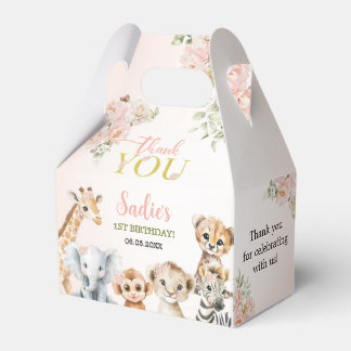 Safari Sweet Girl Floral Birthday  Favor Box