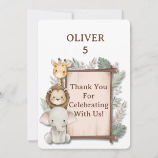 Safari Thank You Card, Oliver Birthday Thank You 