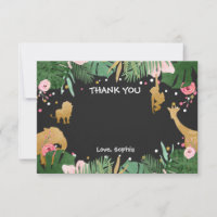 Safari Thank You card Wild animals Zoo Jungle