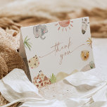 SAFARI Thank You Folded Card<br><div class="desc">Embark on an enchanting journey through the wilderness with this delightful Safari-themed collection. Featuring charming watercolor renditions of adorable animals set against a backdrop of muted desert hues,  this collection brings the serenity and wonder of the savannah to your celebrations. Perfect for both baby showers and birthday parties.</div>