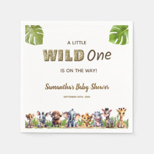 Safari Theme A Little Wild One Baby Shower  Napkin