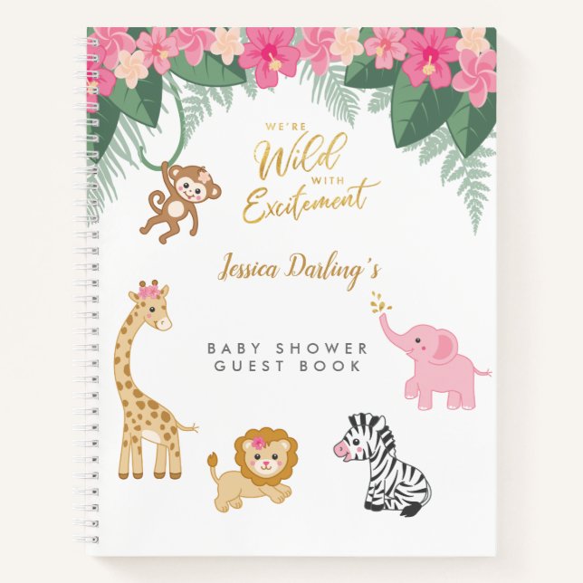 Safari theme Baby Girl Shower Guest Book (Front)