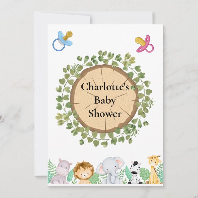 Safari theme Baby Shower Flat Invitation (Front)