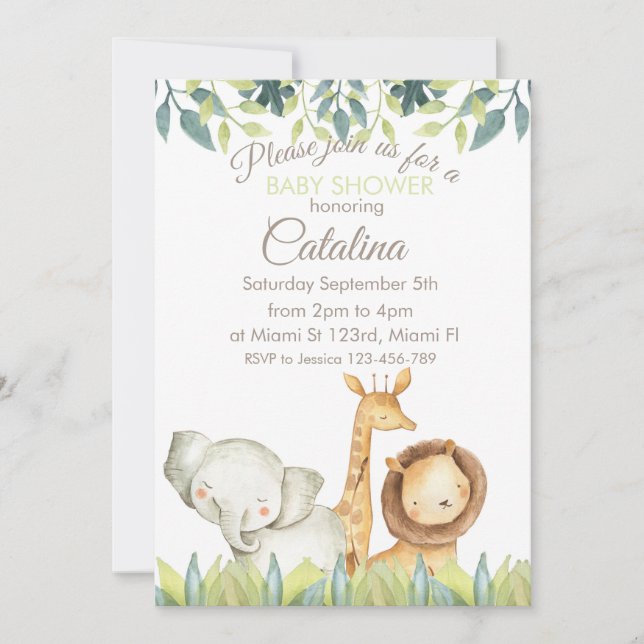 Safari Theme Baby Shower Invitation (Devant)