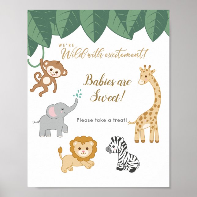 Safari Theme Baby Shower Take a Treat  Poster (Front)