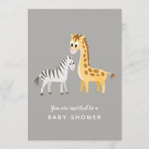 Safari Theme Baby Shower Zebra and Giraffe Invitation