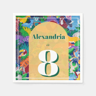 Safari Theme Birthday Custom Age Name  Napkin