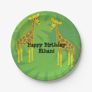 Safari theme birthday- giraffes paper plate