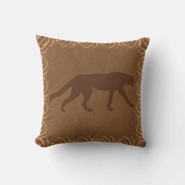 Safari Theme Cheetah - Leopard- Jaguar Silhouette Throw Pillow (Front)