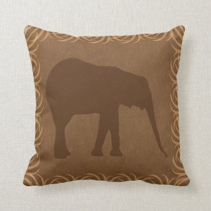 Safari Theme Elephant Silhouette Throw Pillow