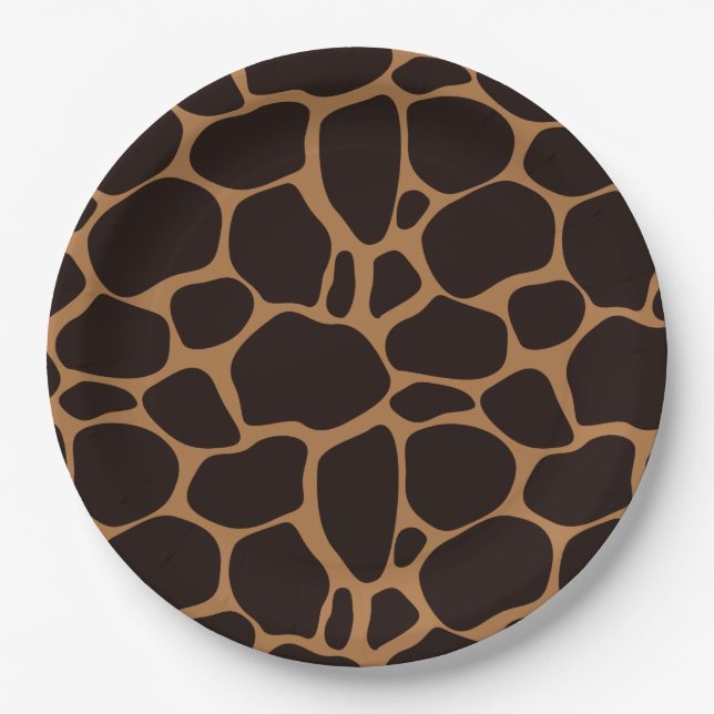 Safari Theme Giraffe Print Paper Plate (Front)