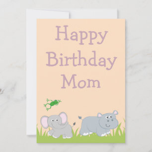 Safari Theme Happy Birthday Mom Holiday Card