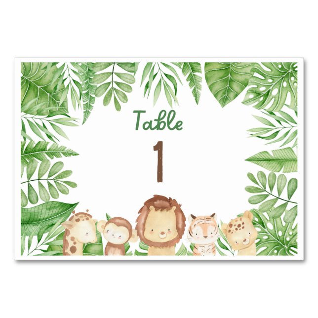Safari Theme Jungle Table Signs Table Number (Front)