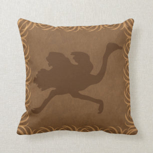 Safari Theme Ostrich (Emu) Silhouette Throw Pillow