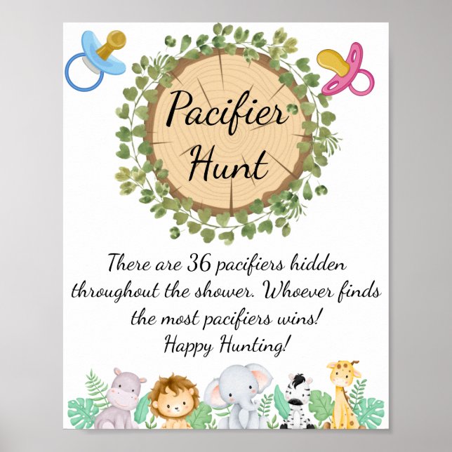Safari Theme Pacifier Hunt Poster (Front)