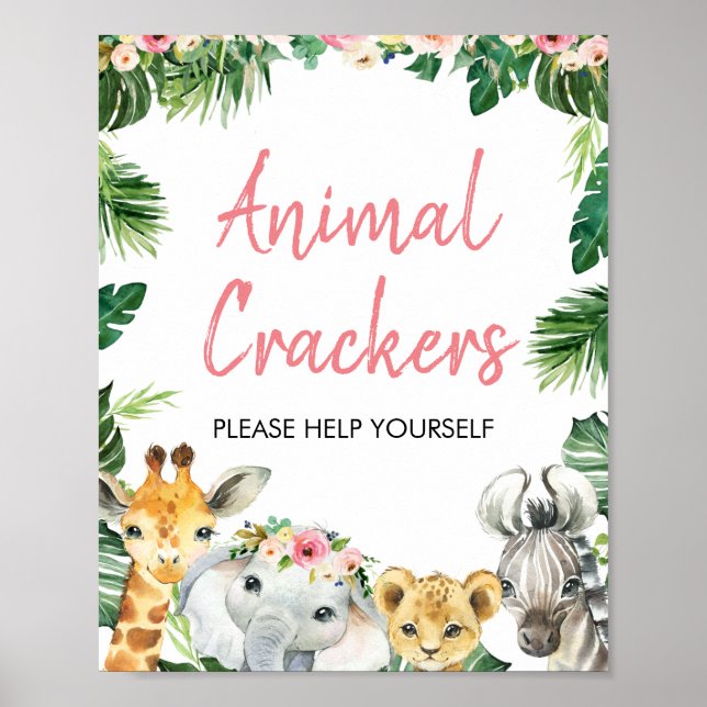 Safari Themed Birthday Party Poster Sign (Front)