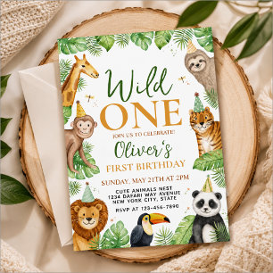 Safari-themed first birthday invitation