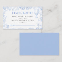 Safari Toile De Jouy Diaper Raffle Enclosure Card