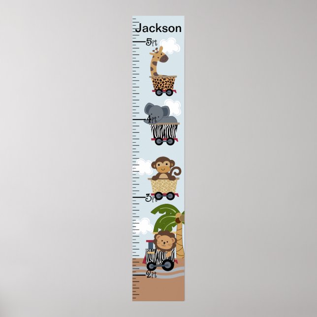 Safari Train Animals Growth Chart Keep at 8x44! (Front)