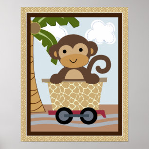 Safari Train Animaux Nursery Art Poster