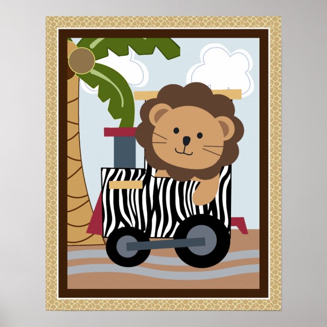 Safari Train Animaux Nursery Art Poster (Devant)