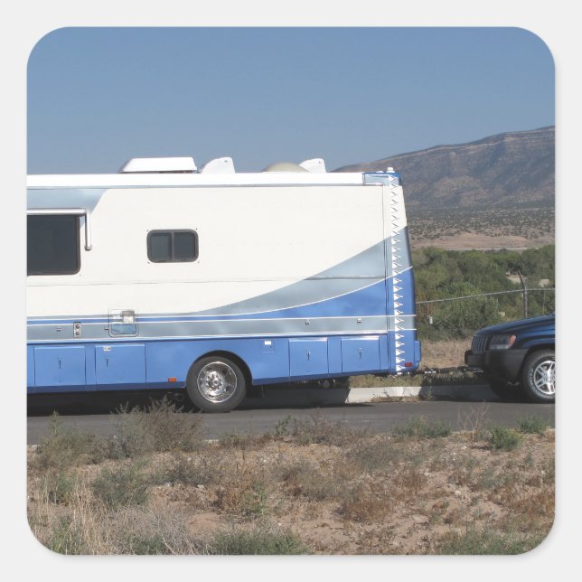 Safari Trek 1999 Blue Classic RV Motorhome Square Sticker (Front)