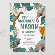 Safari tropical Animaux Invitation Anniversaire