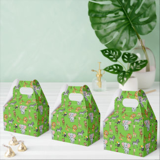 Safari Tropical Jungle Animals Cute Green Pattern Favor Box