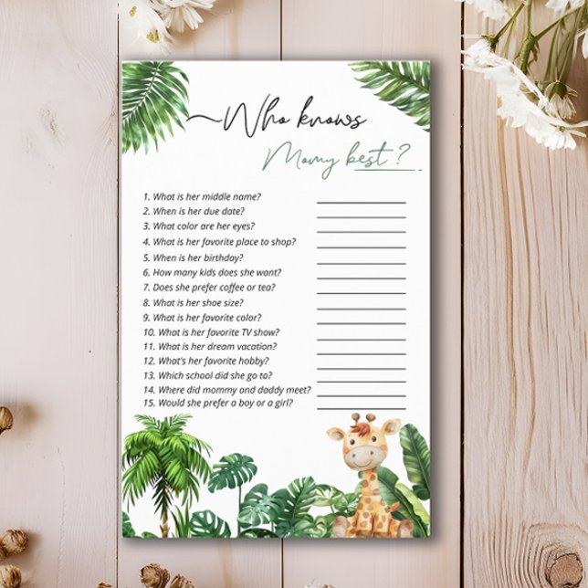 Safari Tropical Who Knows Mommy Best Game Flyer (Creator Uploaded)