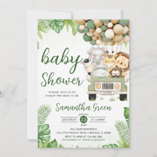 Safari Truck Balloon Baby Shower Invitation