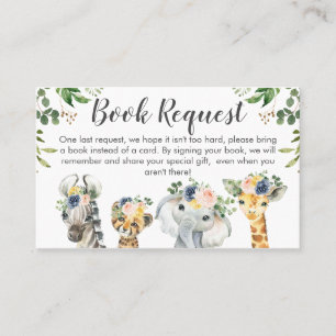 Safari Twins Baby Shower Book Request Insert