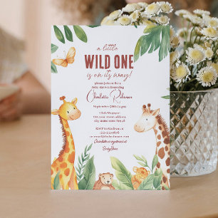 Safari two Cute giraffe Baby shower  Invitation